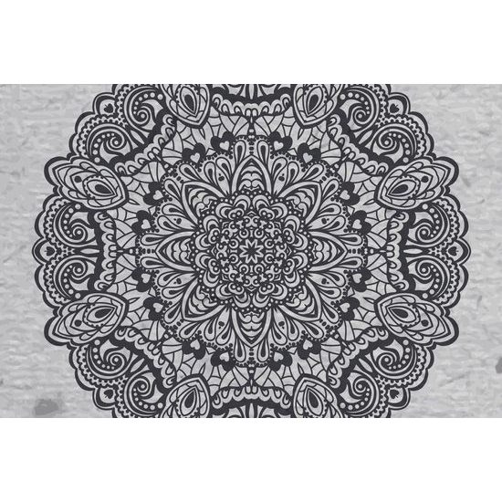 Tapeta nádherná vzorovaná Mandala v černobílém provedení