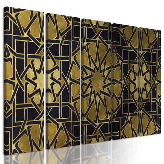 5-dílný obraz stříbrná mandala