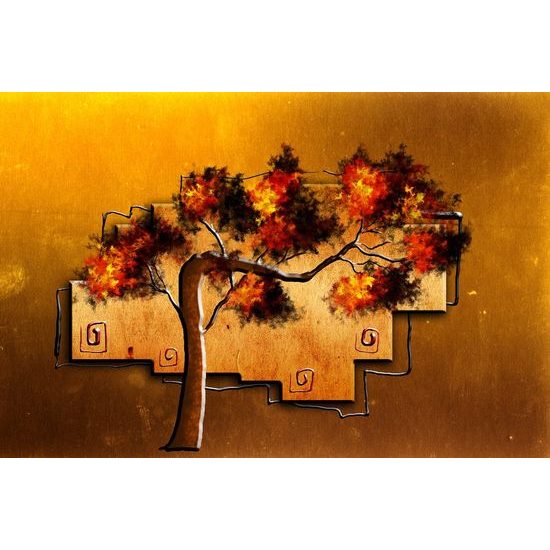 Tapeta neobvyklý strom v etno stylu