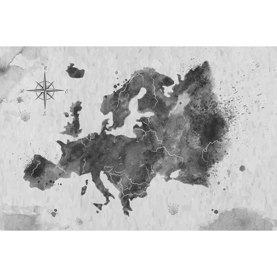 Obraz stará mapa Evropy v černobílém provedení
