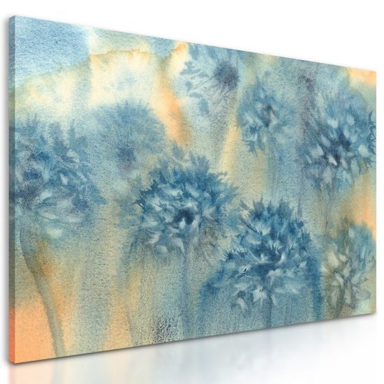 Obraz akvarelová malba pampelišky v odstínech modré