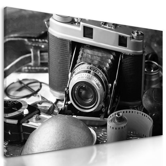 Obraz historický fotoaparát v černobílém provedení