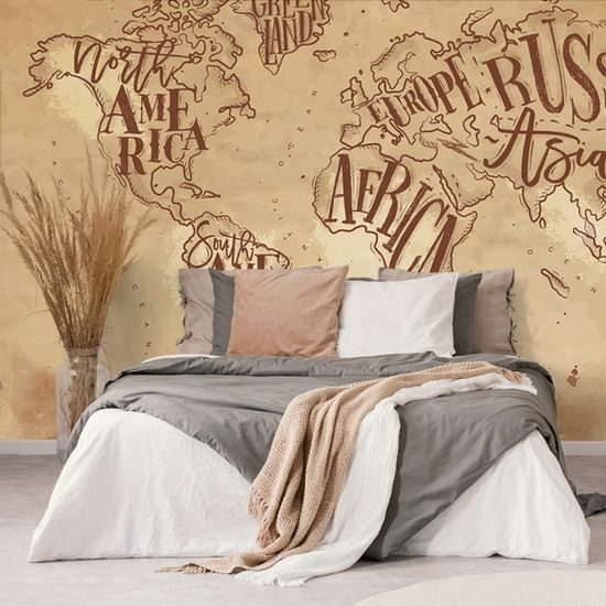 Tapeta abstraktní mapa celého světa ve vintage provedení