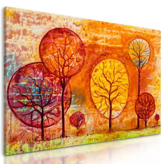 Obraz neobvyklé stromy v odstínech oranžové