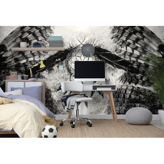 Tapeta černobílý lapač snů s indiánskými prvky