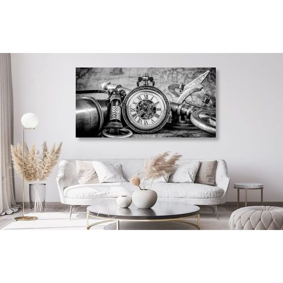 Obraz historické luxusní hodinky v černobílém provedení