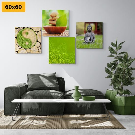 Set obrazů Feng Shui v zeleném provedení