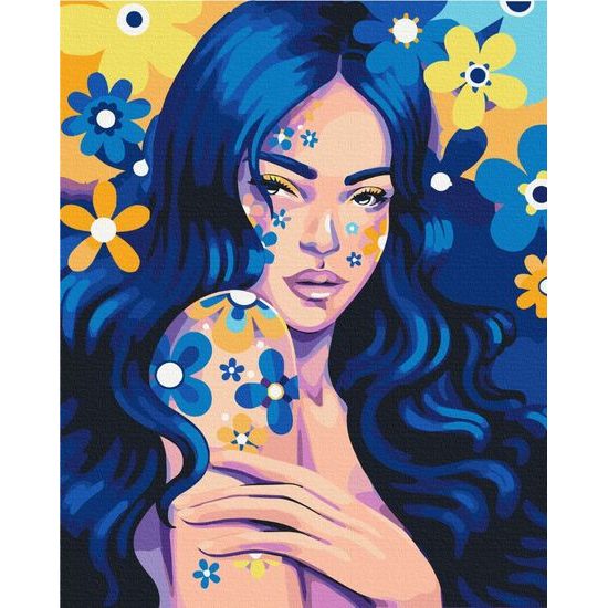 Malování podle čísel žena v modrém