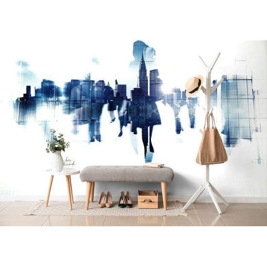 Neobyčejná samolepící tapeta obrysy lidí v metropoli