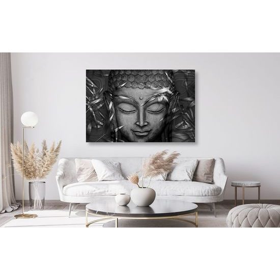 Obraz abstraktní Buddha v černobílém provedení