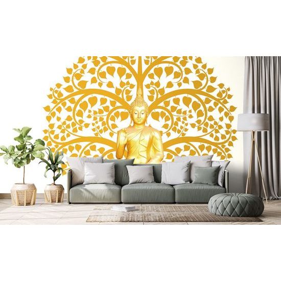 Originální samolepící tapeta zlatý Buddha u stromu života