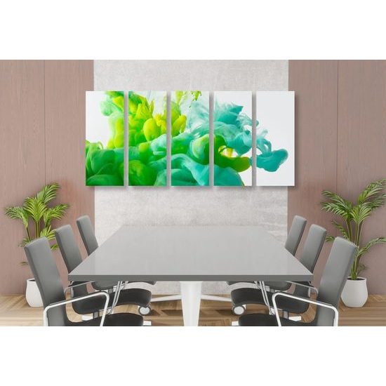 5-dílný obraz nádherná abstrakce zelené barvy