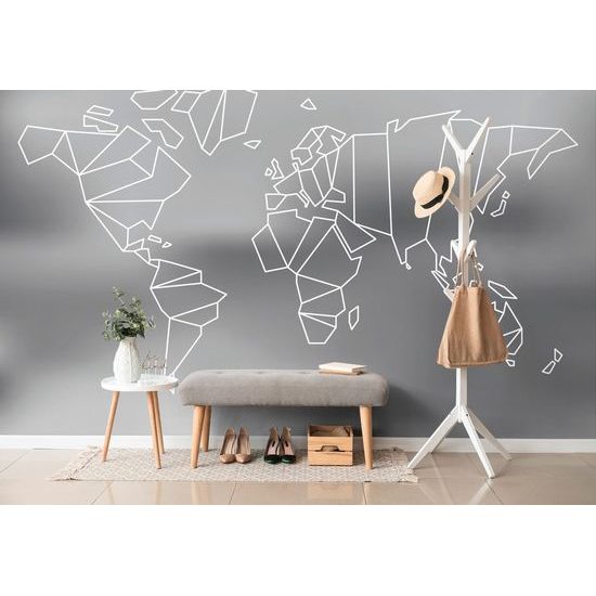 Samolepící tapeta umělecká abstrakce mapy světa v černobílém provedení