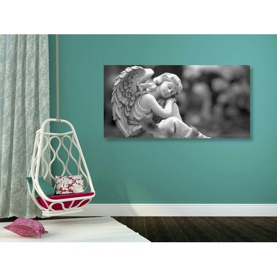 Obraz klidný anděl v černobílém provedení