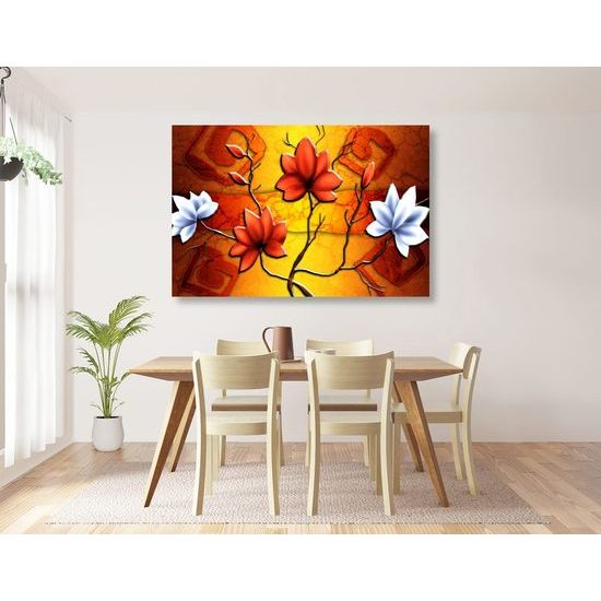 Obraz hieroglyfy a africké květiny