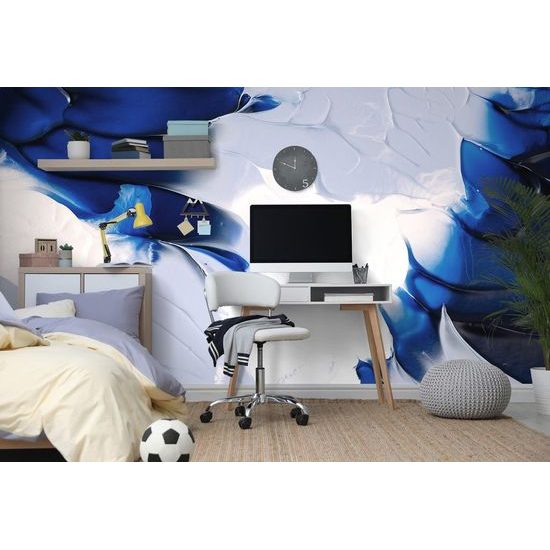 Samolepící tapeta modro-bílé abstraktní umění