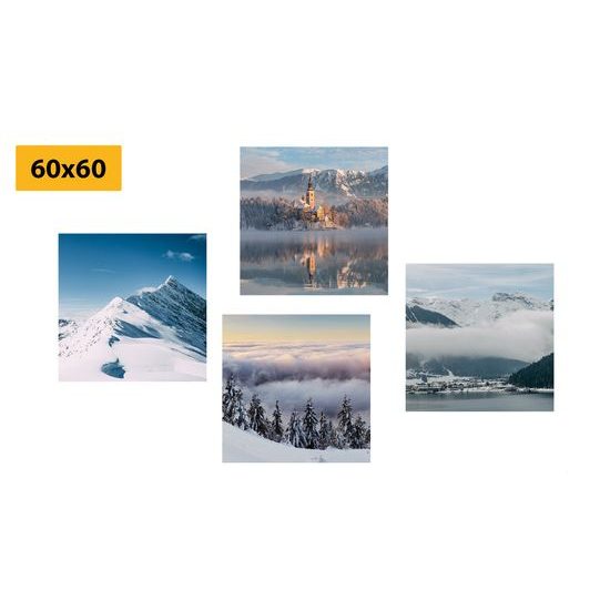 Set obrazů zasněžené vrcholky hor