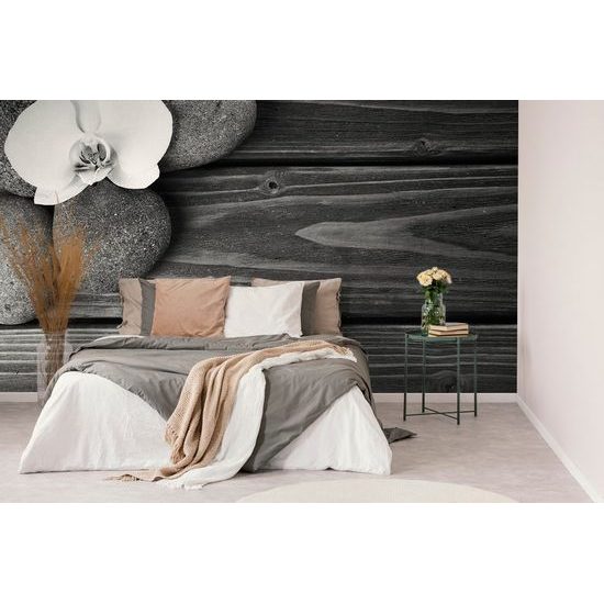 Fototapeta černobílé spa zátiší na dřevěném pozadí