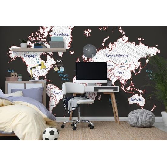 Tapeta moderní mapa v bílo-červeném provedení