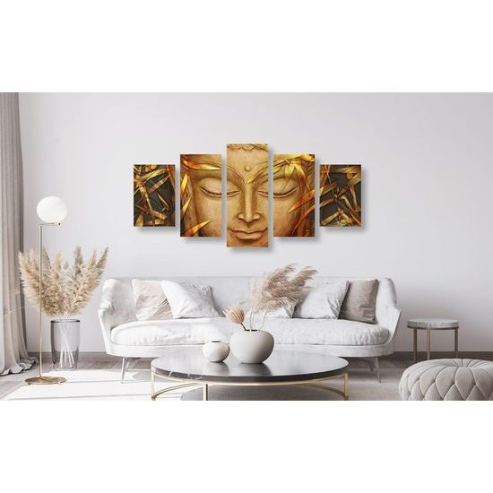 5-dílný obraz abstraktní Buddha