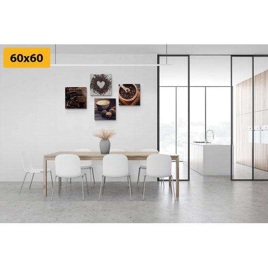 Set obrazů lákavá vůně čerstvě upražené kávy