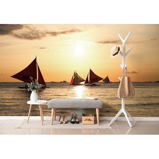 Samolepící fototapeta plachetnice při západu slunce