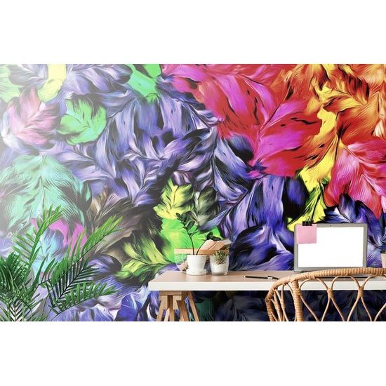 Tapeta barevné listy s kouzelným nádechem