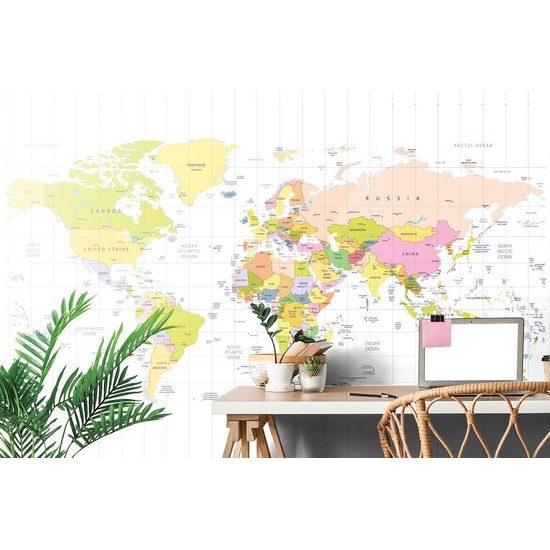 Tapeta přehledná mapa světa na bílém pozadí