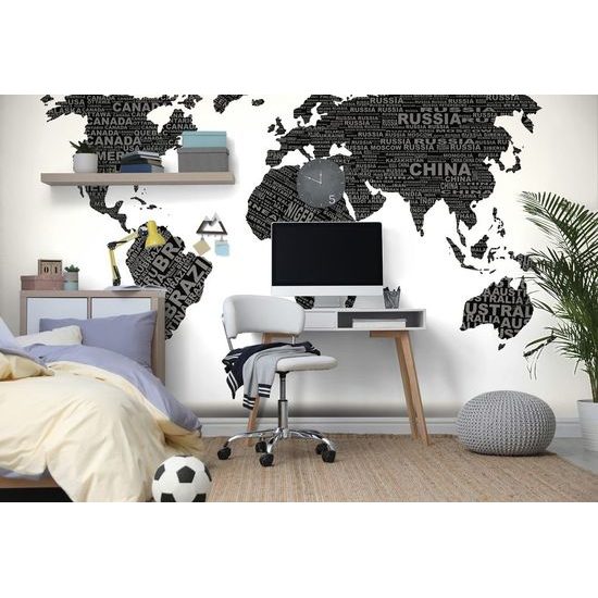 Originální tapeta moderní mapa světa v černobílém provedení