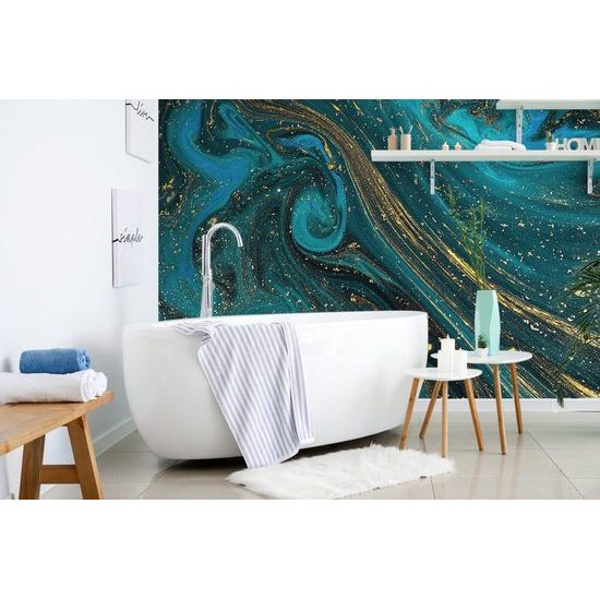 Samolepící tapeta smaragdově-zlatá směs barev