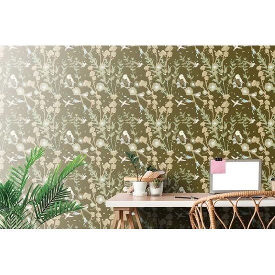 Tapeta kvetoucí louka na zeleném pozadí