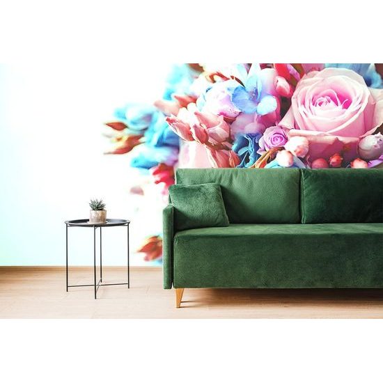 Fototapeta modro-růžová kytice růží