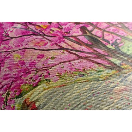 Obraz dále rozkvetlých třešní