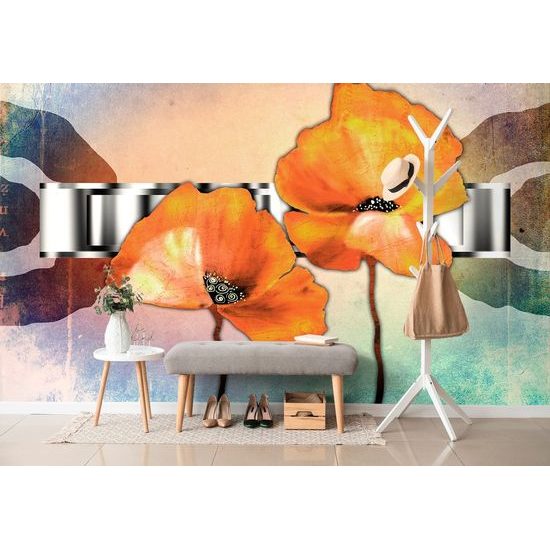 Tapeta květiny máku s orientálním nádechem