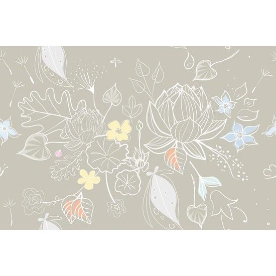 Tapeta něžné květiny ve světlém provedení