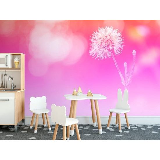 Samolepící tapeta pampeliška na abstraktním růžovém pozadí