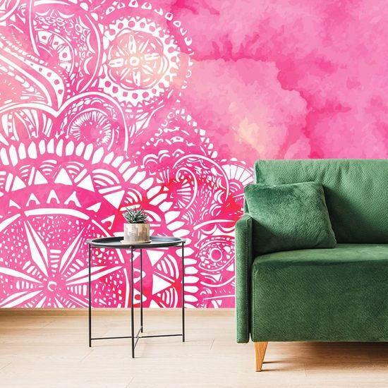 Tapeta Mandala v růžovém provedení