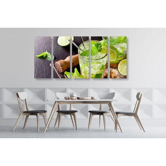 5-dílný obraz příprava chutného Mojita