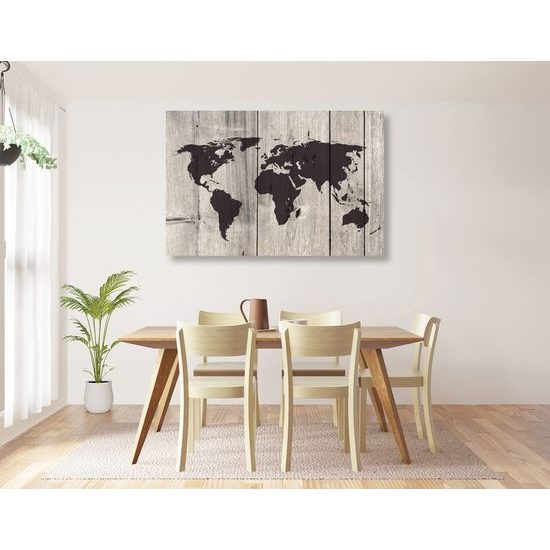 Obraz mapa světa v odstínech hnědé