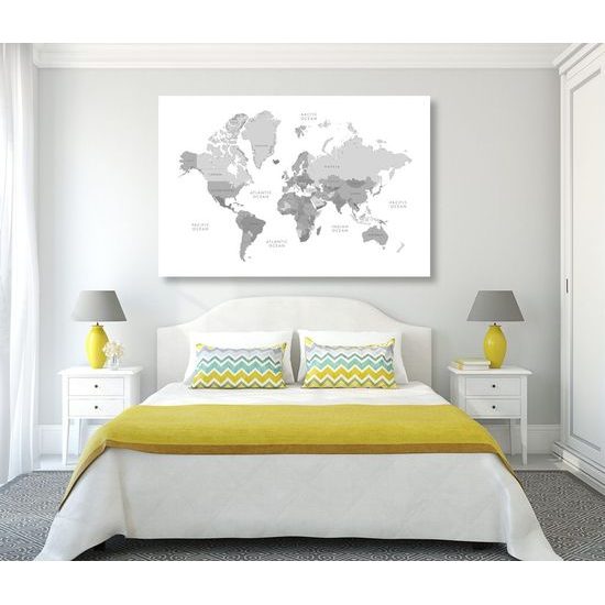 Obraz klasická vintage mapa světa v černobílém provedení