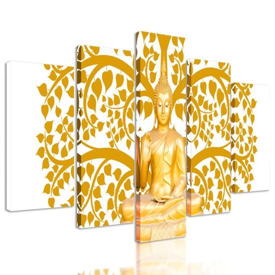 5-dílný obraz zlatá soška Buddhy