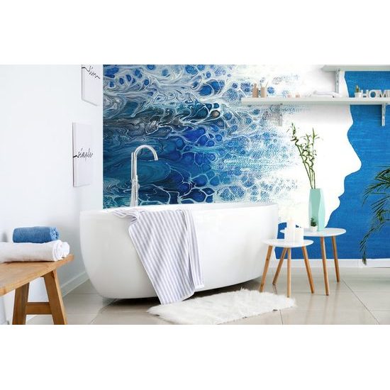 Tapeta profil ženy s modrou abstrakcí