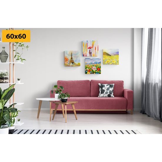 Set obrazů romantická procházka v uměleckém provedení