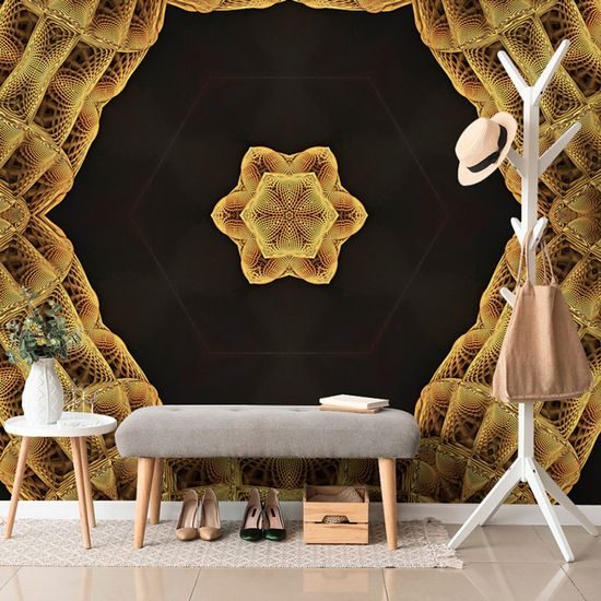 Tapeta zlatá Mandala v moderním provedení