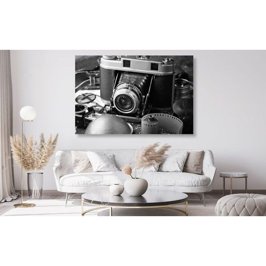 Obraz historický fotoaparát v černobílém provedení