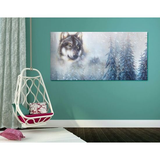Obraz portrét vlka v uměleckém provedení