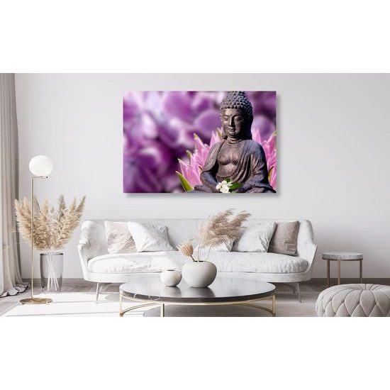Obraz Buddha meditující v květinové zahradě
