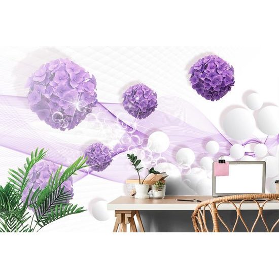 Samolepící tapeta fialové květiny na abstraktním pozadí