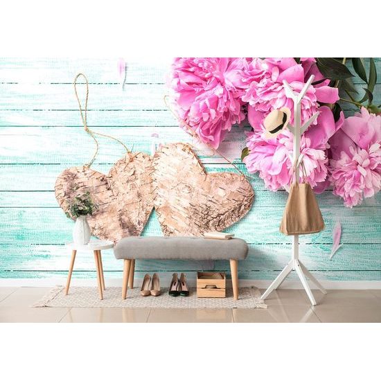 Fototapeta kytice pivonií se srdíčky