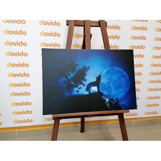 Obraz vytí vlka při úplňku měsíce